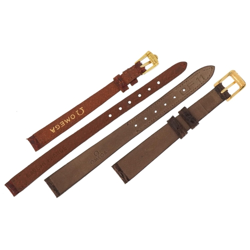 3698 - Two Omega leather wristwatch straps, approximately 18cm in length