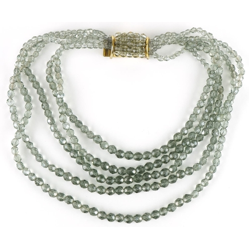 3555 - Coppola & Toppo, Italian designer crystal five row necklace, 38cm in length, 144.0g