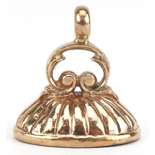 3462 - Victorian style 9ct gold bloodstone fob, 1.8cm high, 2.7g