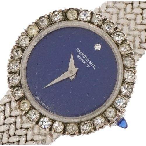 3328 - Raymond Weil, ladies stainless steel wristwatch with clear stone bezel, 24mm in diameter