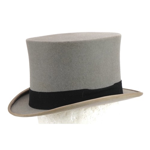 478 - Scott & Co top hat housed in a brown leatherette travel box, the top hat interior size 21cm x 17cm