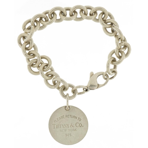 3464 - Tiffany & Co, silver bracelet with cloth pouch, 16cm in length, 37.2g