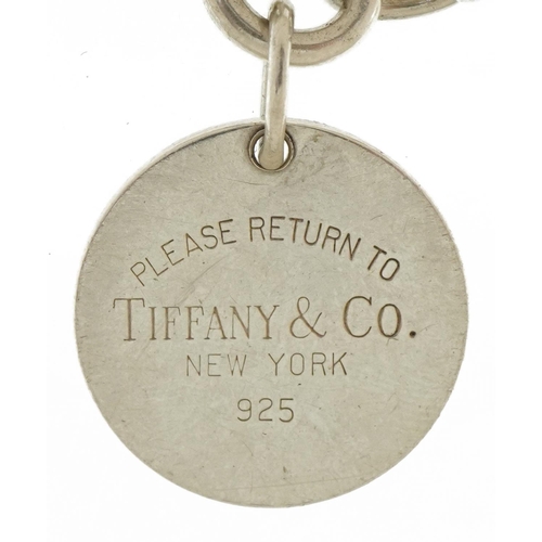 3464 - Tiffany & Co, silver bracelet with cloth pouch, 16cm in length, 37.2g