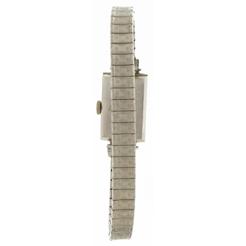 3146 - J W Benson, Art Deco ladies platinum and diamond cocktail manual wristwatch with box, the case 14mm ... 