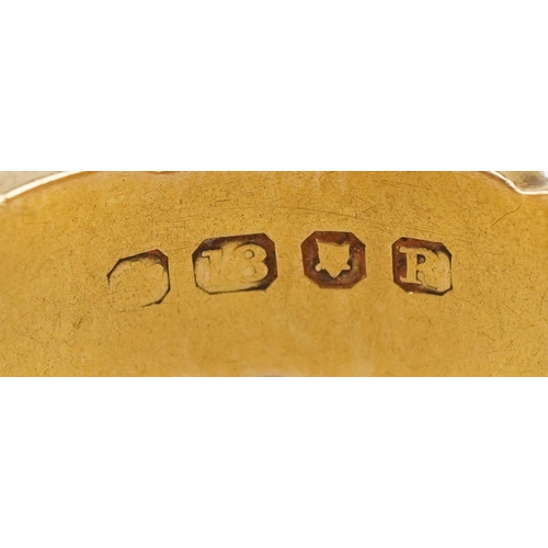 3044 - 18ct gold mourning ring cast with C scrolls, London 1892, size U, 7.8g