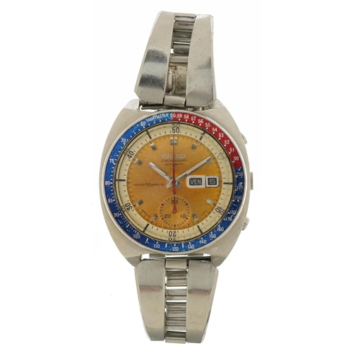 3022 - Seiko, gentlemen's stainless steel Seiko chronograph 6139-6002 automatic wristwatch with Pepsi bezel... 