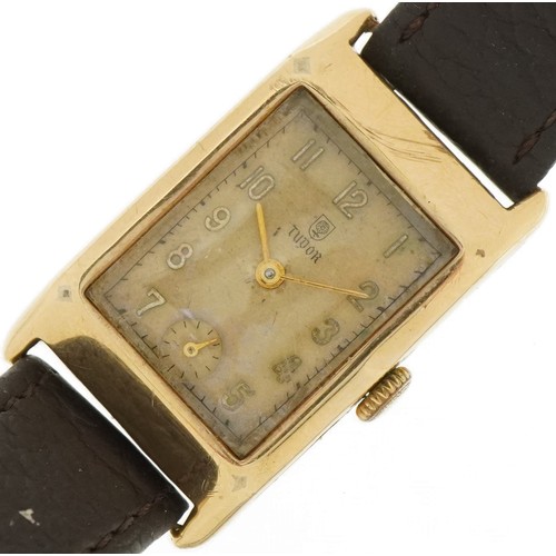 3089 - Tudor, gentlemen's 9ct gold wristwatch with subsidiary dial, the case 22mm wide, total weight 22.8g