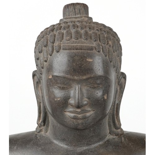 407 - Large South East Asian carved stone standing Buddha, possibly Cambodian, probably Grand Tour period,... 