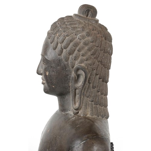 407 - Large South East Asian carved stone standing Buddha, possibly Cambodian, probably Grand Tour period,... 