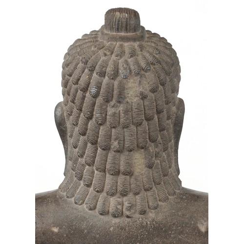 407 - Large South East Asian carved stone standing Buddha, possibly Cambodian, probably Grand Tour period,... 