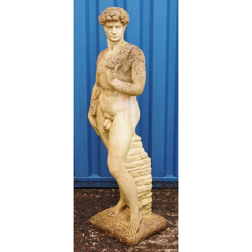 2214 - Large garden stoneware figure of David, 118cm high