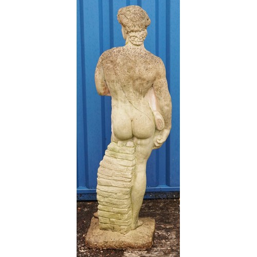 2214 - Large garden stoneware figure of David, 118cm high