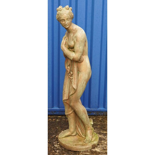 2218 - Large garden stoneware figure of Pandora, 118cm high