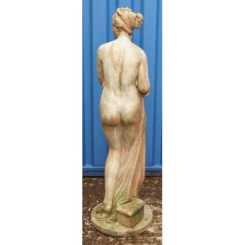 2218 - Large garden stoneware figure of Pandora, 118cm high