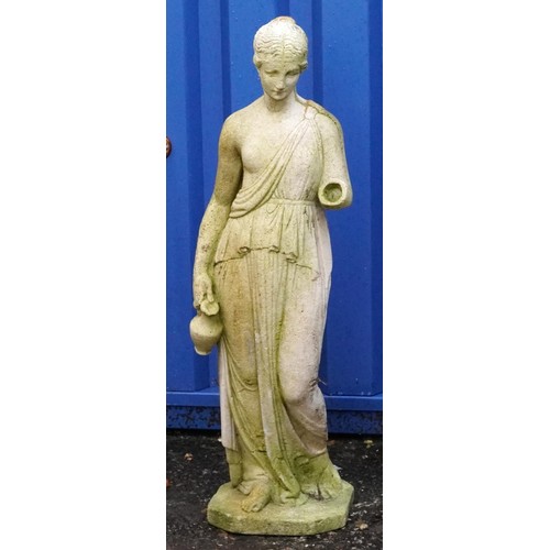 2228 - Garden stoneware figure of a female water carrier, 78cm high