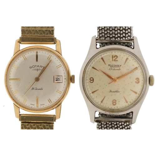 3162 - Rotary, two gentlemen's wristwatches comprising 9ct gold manual wind with date aperture and automati... 