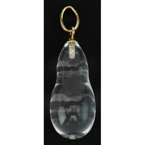 3173 - Lalique, French Marie Antoinette clear crystal pendant with gold plated suspension loop with box and... 