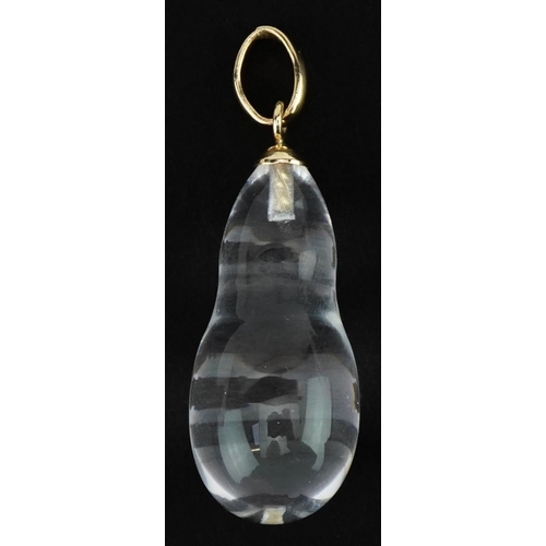 3173 - Lalique, French Marie Antoinette clear crystal pendant with gold plated suspension loop with box and... 