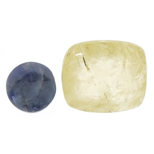 3571 - Two loose gemstones with certificates comprising heliodor and natural tanzanite