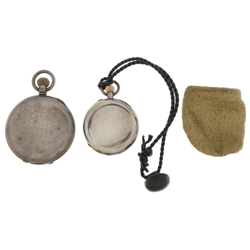 3511 - Waltham, gentlemen's silver open face half hunter pocket watch and a ladies silver half hunter pocke... 