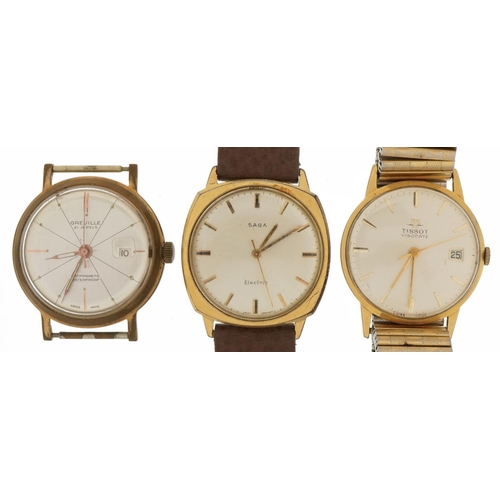 3411 - Three vintage gentlemen's wristwatches comprising Tissot Visodate, Greville and Saga Electric