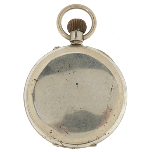 3428 - Drew & Co, white metal Goliath pocket watch, the enamelled dial having Roman numerals, 67mm in diame... 