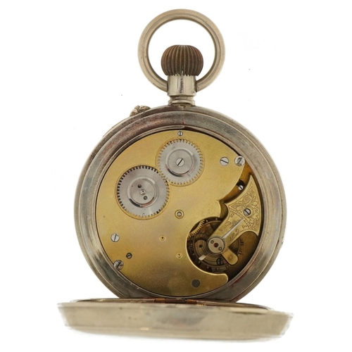 3428 - Drew & Co, white metal Goliath pocket watch, the enamelled dial having Roman numerals, 67mm in diame... 