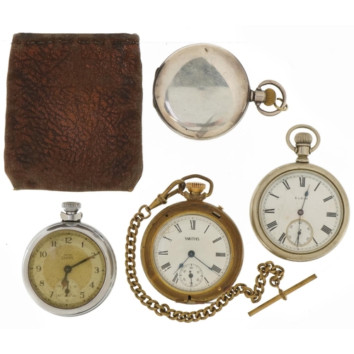 3643 - Three gentlemen's pocket watches and a Smiths Empire stopwatch including a silver full hunter pocket... 