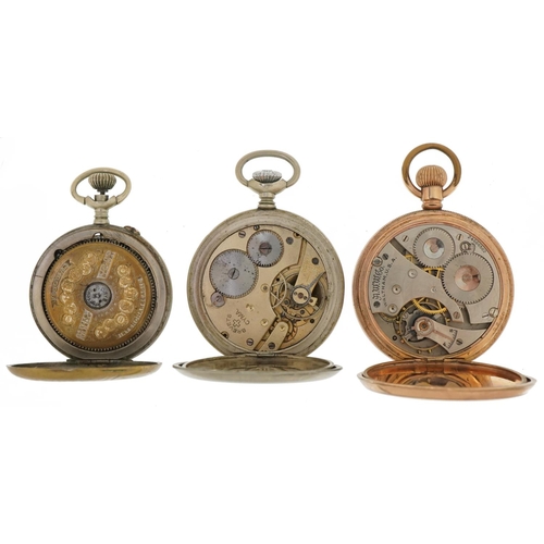 3581 - Four antique and later gentlemen's pocket watches comprising Hebdomas, Cyma and Waltham