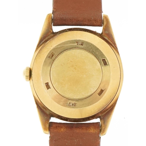 3026 - Longines, gentlemen's 18ct gold Longines Goldengines manual wristwatch with date aperture and box, t... 