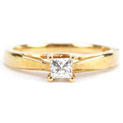 3168 - Canadian Ice, 18ct gold princess cut diamond ring, the diamond approximately 0.25 carat, size M, 3.0... 