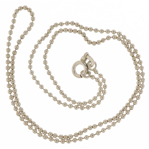 2654 - Silver ball link necklace, 40cm in length, 2.8g