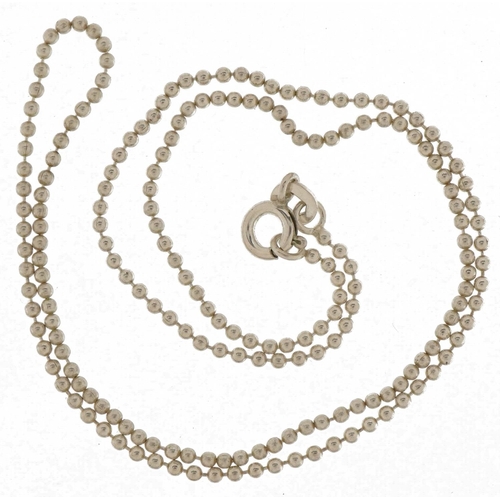 2654 - Silver ball link necklace, 40cm in length, 2.8g