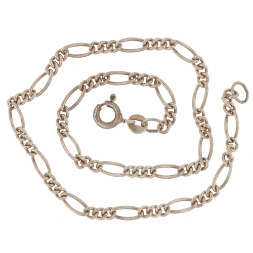 2824 - Silver Figaro link bracelet, 20cm in length, 3.0g