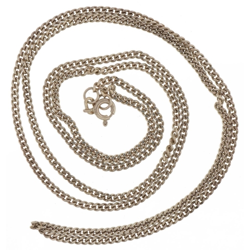 2797 - Silver curb link necklace, 74cm in length, 11.7g