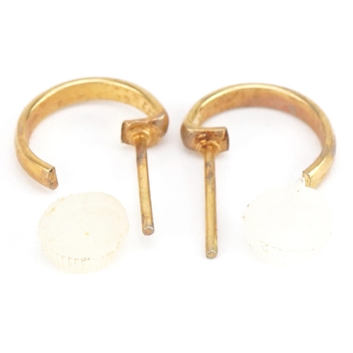 2821 - Pair of gold plated half hoop earrings, 11mm high, 0.6g