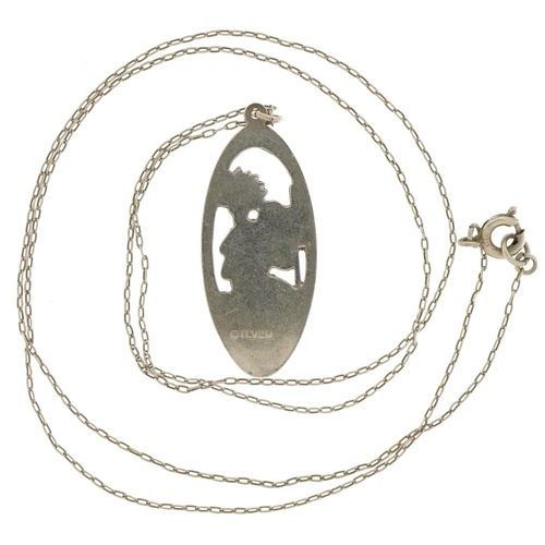 2661 - Silver St Christopher pendant on a silver necklace, 3.2cm high and 52cm in length, 4.5g