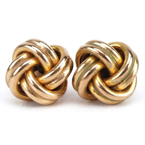 2122 - Pair of 9ct gold knot design stud earrings, 10mm wide, 2.9g