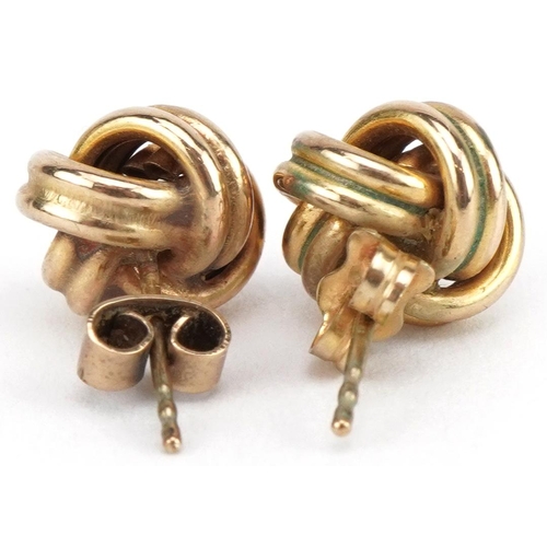 2122 - Pair of 9ct gold knot design stud earrings, 10mm wide, 2.9g