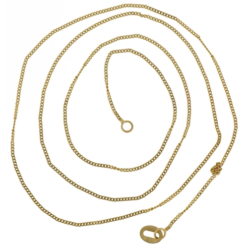 2581 - 9ct gold fine curb link necklace, 44cm in length, 0.9g