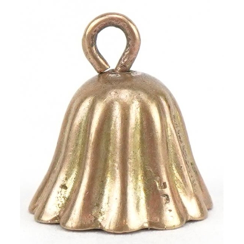 2632 - 9ct gold bell charm, 9mm high, 0.4g