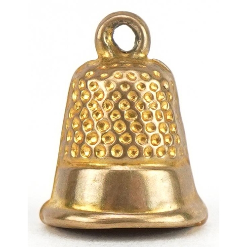 2569 - 9ct gold thimble charm, 1.2cm high, 0.5g