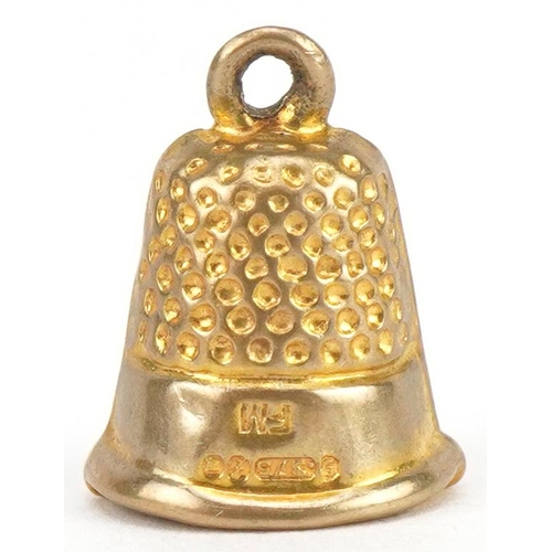 2569 - 9ct gold thimble charm, 1.2cm high, 0.5g