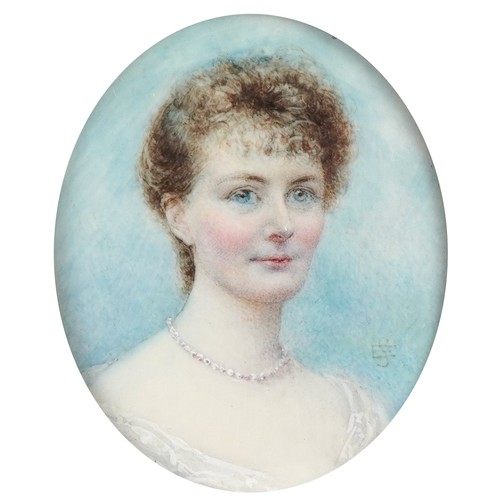 212 - 19th/ early 20th century oval hand painted portrait miniature onto ivory of a young female, signed w... 