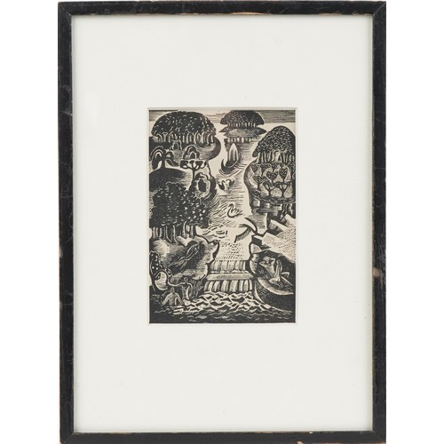 384 - Paul Nash - Rhaman in Paradise, wood engraving inscribed Golden Cockerel Press 1936 verso, mounted, ... 