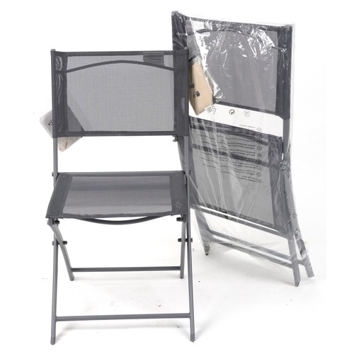 2230 - Two as new folding garden chairs, each 97cm high