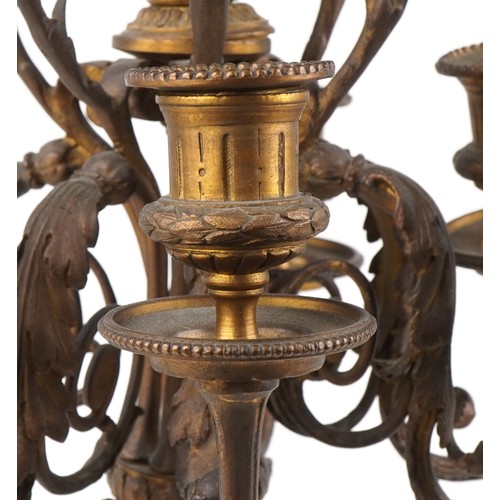 170 - Large pair of 19th century French ormolu seven branch candelabras with urn supports and acanthus dec... 