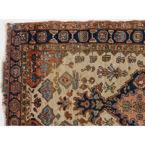 2196 - Rectangular Persian brown ground rug having a repeat diamond central field, 270cm x 157cm