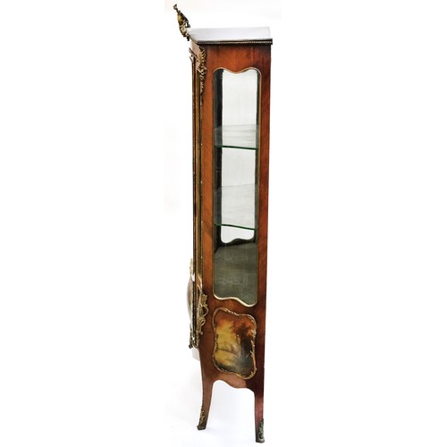 2003 - French Louis XV style ormolu mounted kingwood Bombe Vitrine having central glazed doors and side pan... 