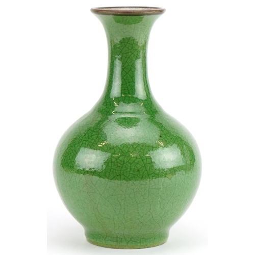 1117 - Chinese Ge ware type porcelain vase having a green crackle glaze, 22cm high